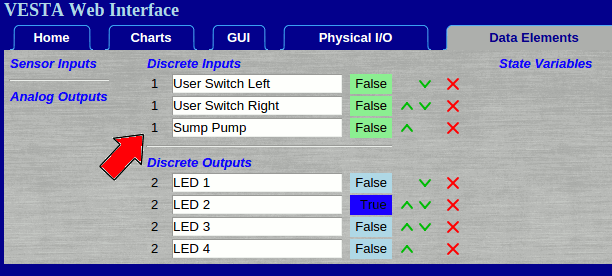 A screenshot of Discrete Element 5 being renamed to Sump Pump
