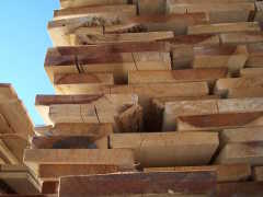 A pile of wooden boards