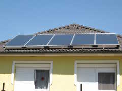 A picture of solar panels on a roof