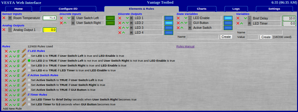 A screenshot of the Front Panel Example